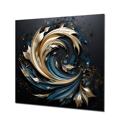 «Teal Spiral Leaves - Botanicals», art mural