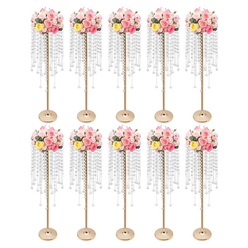 10 pièces pour table en cristal argent / or pour mariage et fêtes , H 29,5 po x l 7,9 po x P 7,9 po, Or