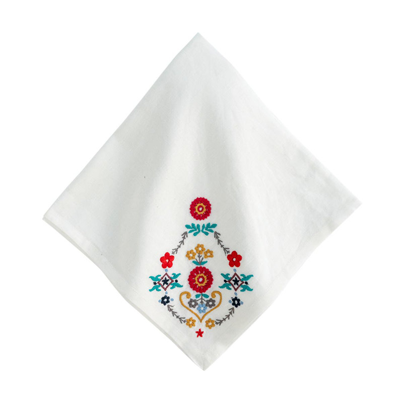 Heidi 22" Multicolor Embroidered Linen Napkin
