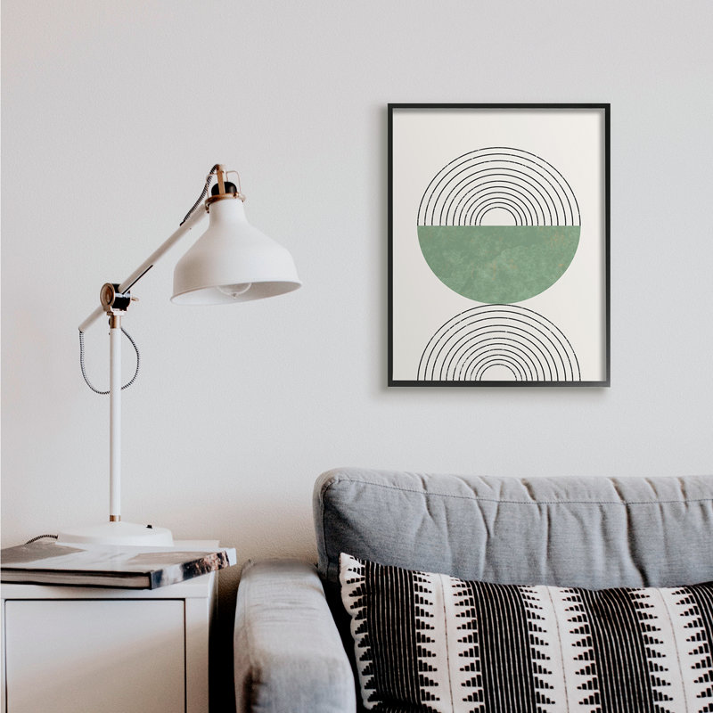 Étude abstraite géométrique circulaire incurvée Art déco, Giclée encadrée noir minuit, H 30 po x l 24 po