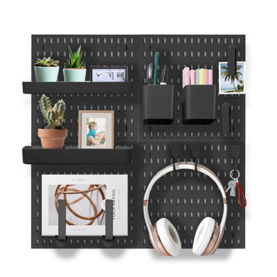 Panneau mural perforé - Élevez et désencombrez votre jeu et votre bureau - Créez un espace parfaitement structuré (noir)