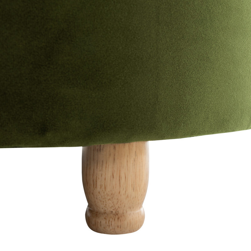 Niche Knight  28" Large Round Pintucked Storage Ottoman With Lift Off Lid - Emerald Green, Emerald Green, Medium Wood