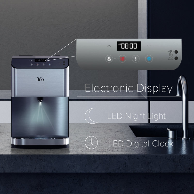 Brio Countertop Bottleless Electric Filtered Water Dispenser, Stainless Steel