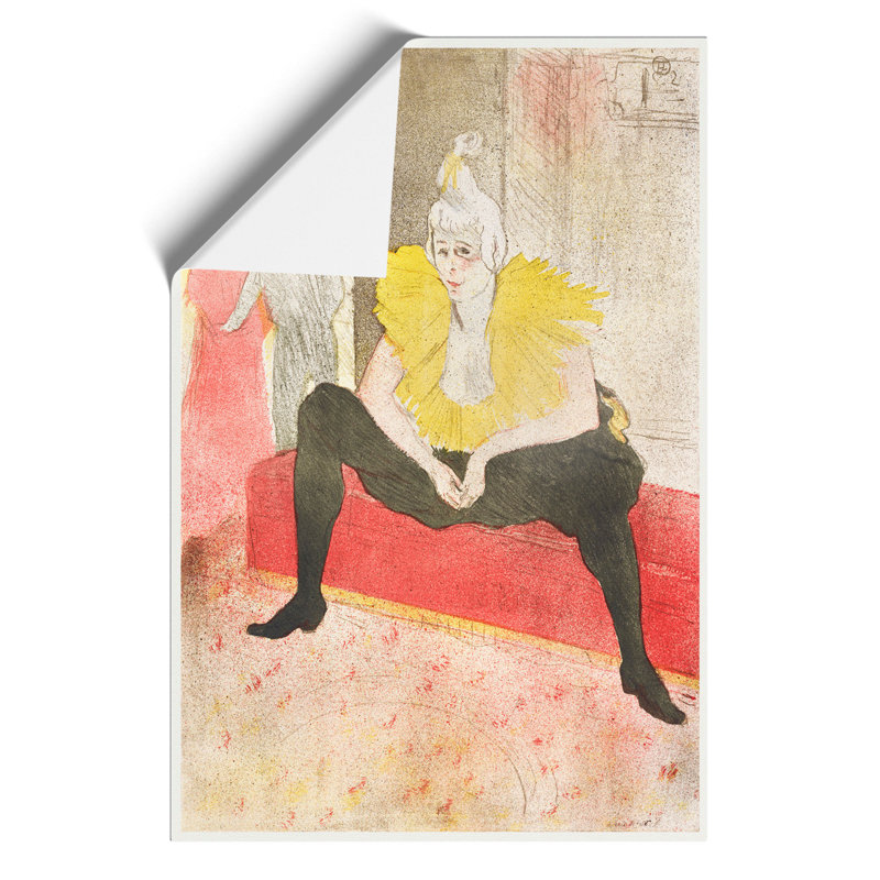 The Seated Clowness by Henri de Toulouse Lautrec - Frameless Print, 30cm H x 21cm W x 0.1cm D