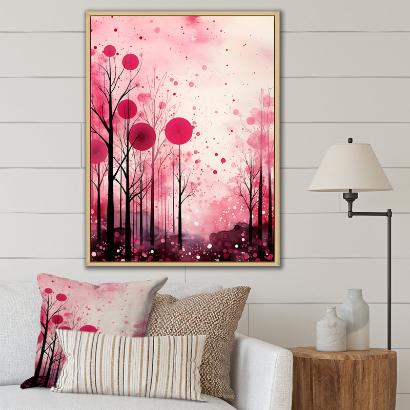 Abstrait rose rayonnant, Beautés rayonnantes - Renoncule, art mural, Cadre flottant brun, H 60 po x l 28 po