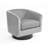Everett Applewold Upholstered Gray Velvet Swivel Barrel Chair with Solid Wood Base-2038750999