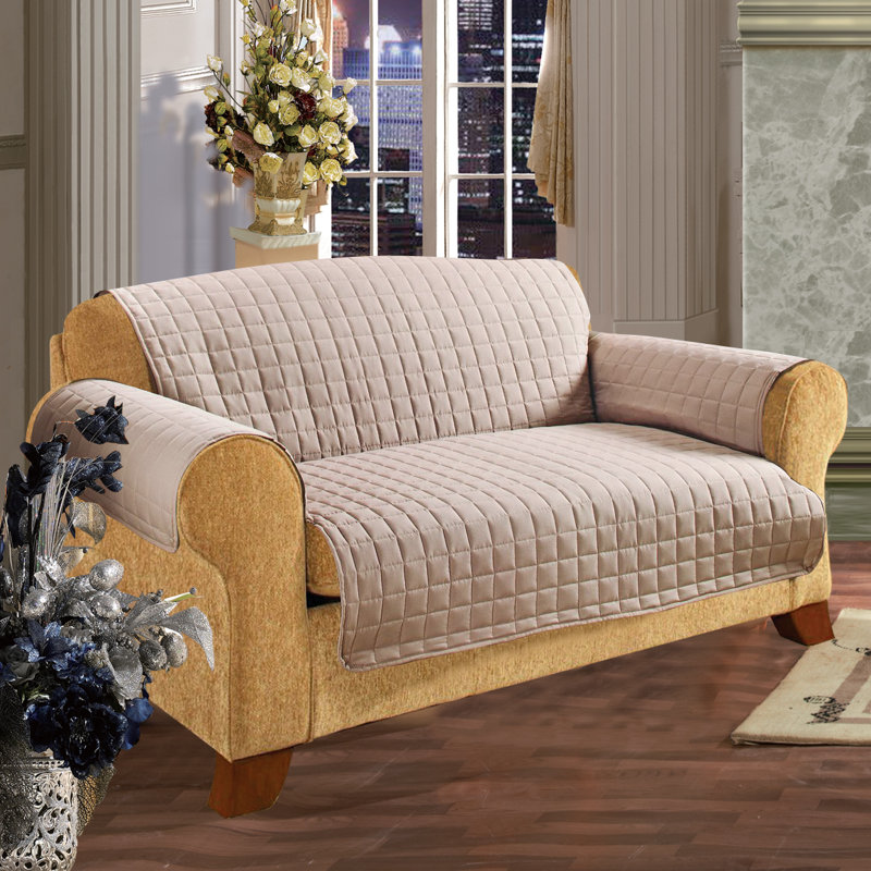 Protecteur de mobilier en microfibre réversible pour canapé avec sangles, Polyester bleu marine / gris, 75.5'' H x 110'' W