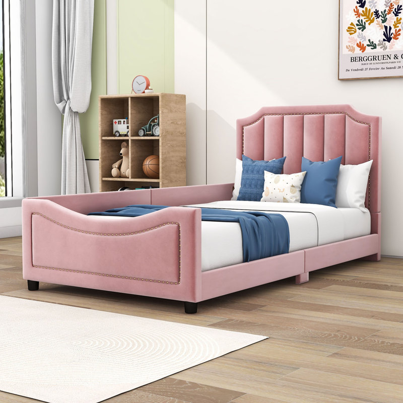 Lit tapissier pour enfant Latoire, Rose