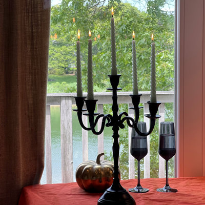 Hampton 15.7" Black Tabletop 5 Candle Candelabra