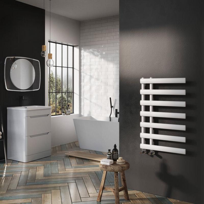 Flat Panel Towel Rail Heated Towel Rails, White, 780mm H x 500mm W x 60mm D