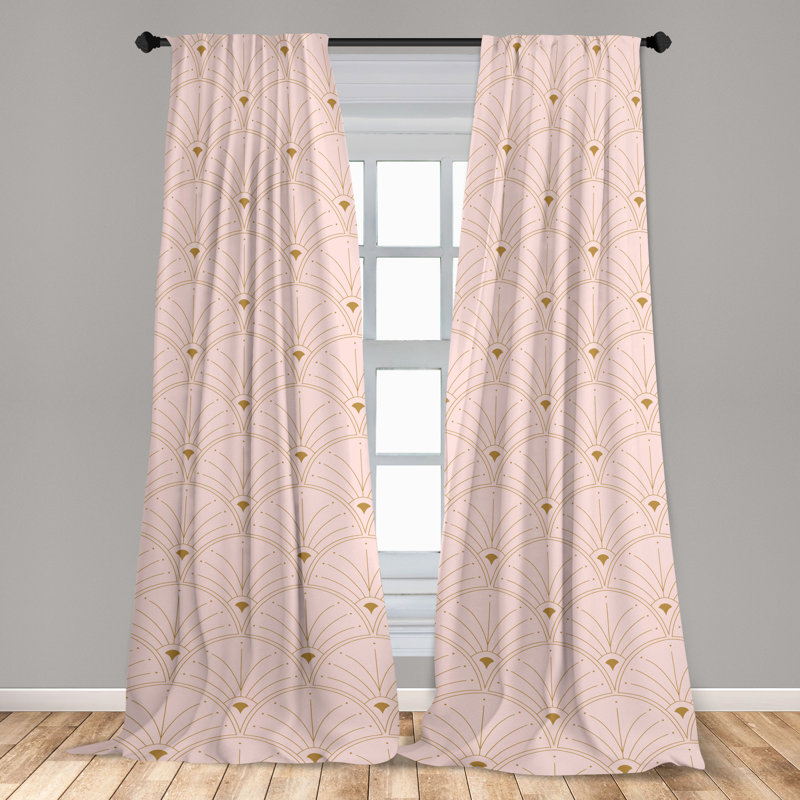 Semi Sheer Curtain Pair, 56" W x 95" L, Rose/Sand Brown