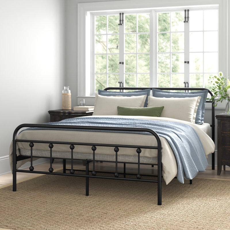 Gauvin Steel Platform Bed Frame, Grand, Noir