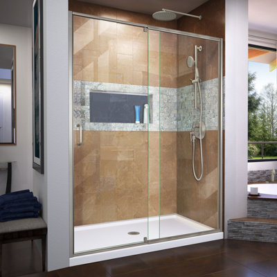 DreamLine Flex 36 in. D x 60 in. W x 74 3/4 in. H Semi-Frameless Shower Door in Brushed Nickel