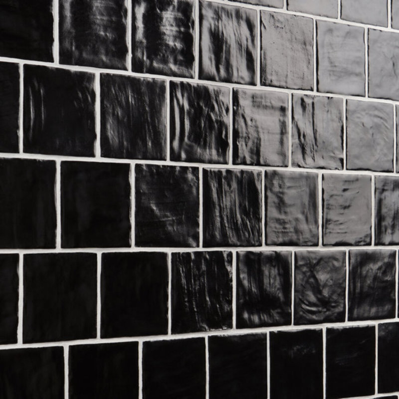 Montauk 4x4 Mixed Finish Ceramic Tile, Black