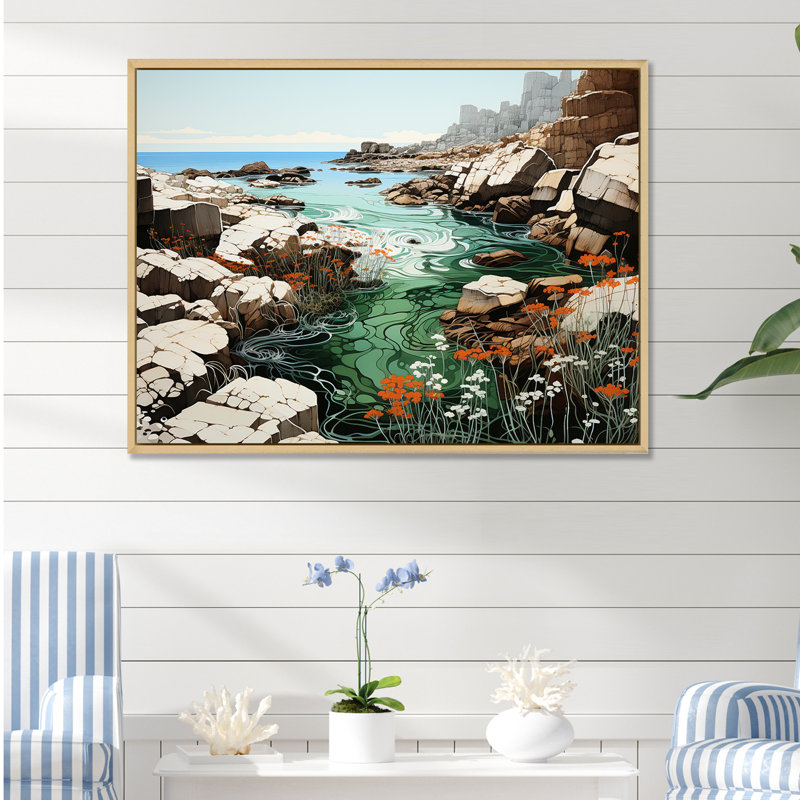 Paysage de plage sauvage II sur toile, Cadre naturel flottant, H 16 po x l 32 po x P 1 po