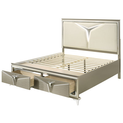 Queen Size Bed With Led Headlamp And Useful Storage Solutions Contemporary Style Lit Head Element Functional