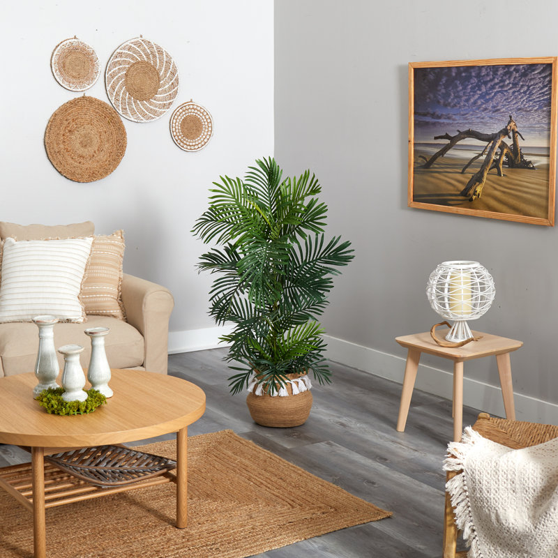 4 pi Palmier artificiel en coton naturel tissé à la main avec des pampilles Areca