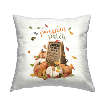 Meet Me Pumpkin Patch Printed Outdoor Throw Pillow Design by Deane Beesley