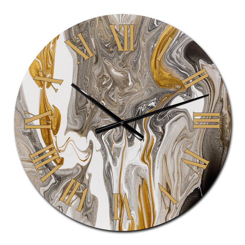 Horloge murale moderne dorée et grise, Petit