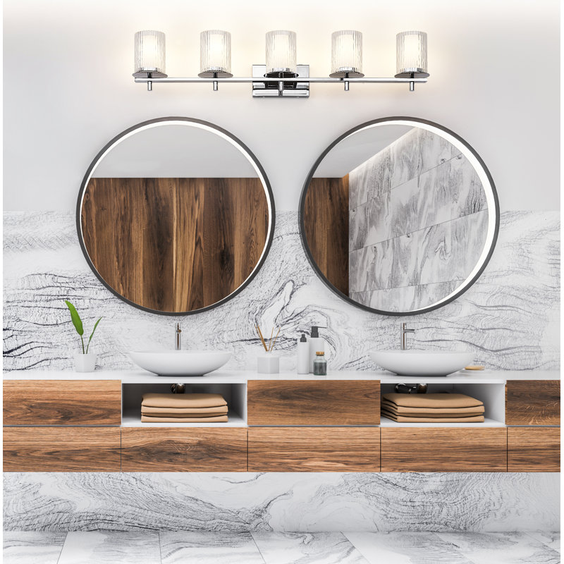 Ensemble de meuble-lavabo 5 lumières Roddrick, Chrome