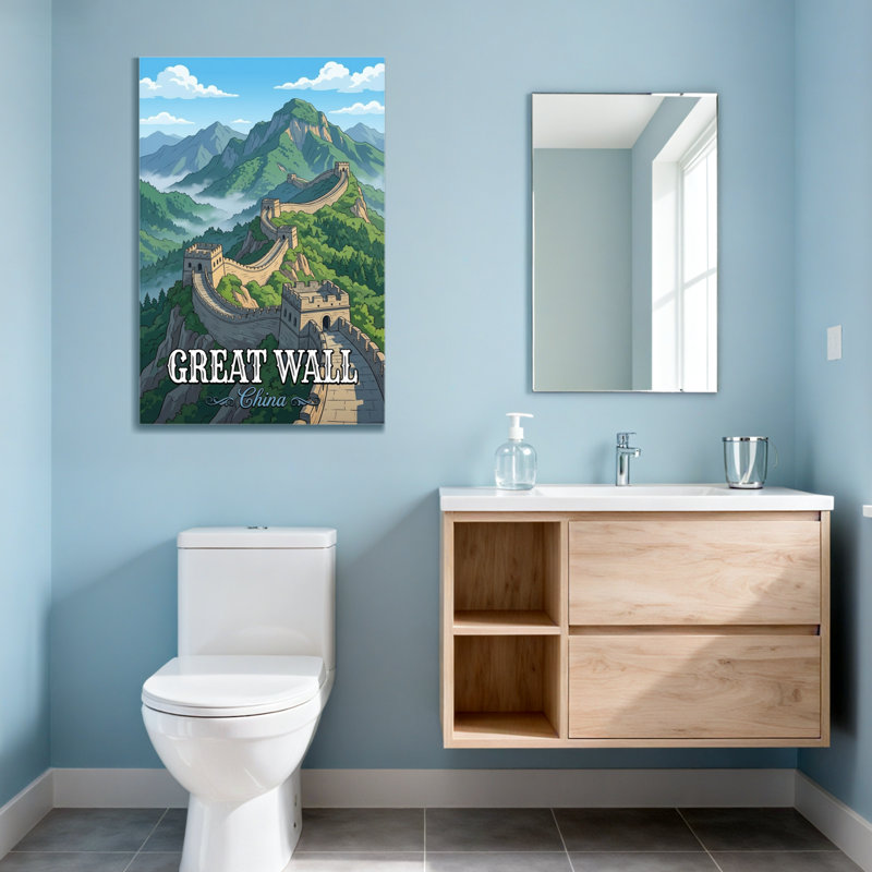 Paysage et paysage urbain, grande muraille, paysage de montagne de Chine, H 30 po x l 20 po