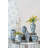 Porcelain Lidded Jar with Floral Patterns - 9"Dia. x 9" - Blue /White
