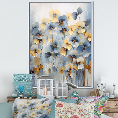 " Elegant Gold And Blue Pansy Petals "