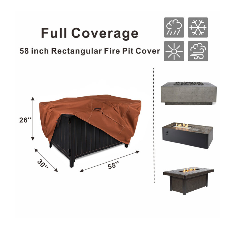Outdoor Fire Pit Cover, 26" H x 58" W x 30" D
