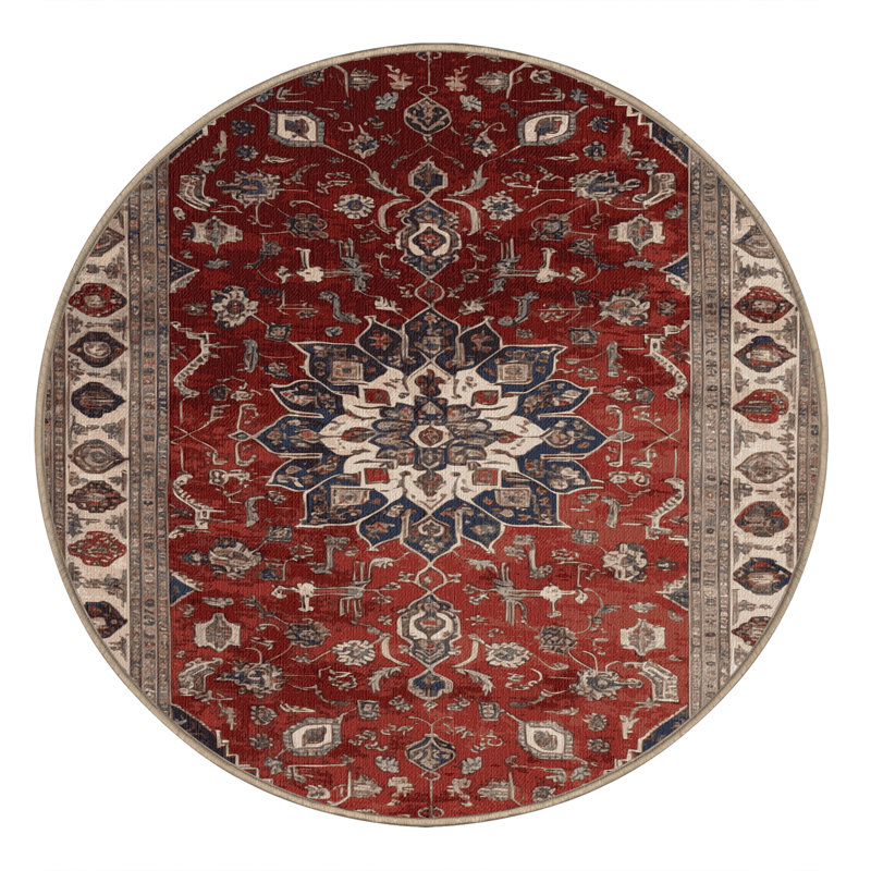 Tapis brun lavable à la machine, Rond 7 pi