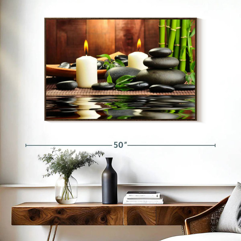 Zen Bamboo Spa, Floating Frame Walnut, 40" X 27"