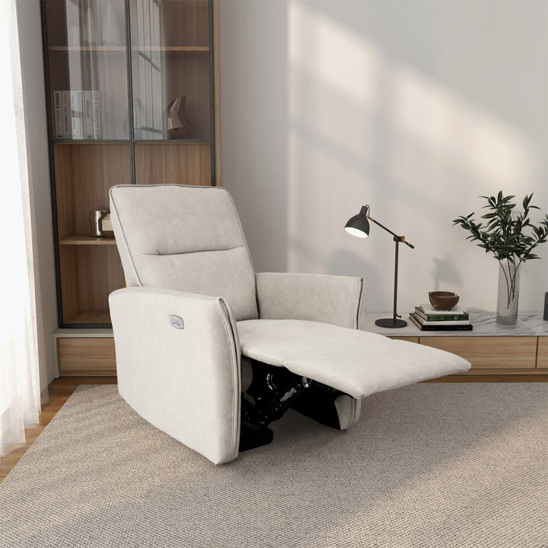 Fauteuil inclinable moderne, fauteuil inclinable en suède, Crème, crème