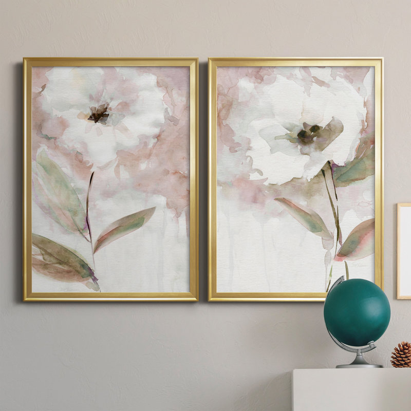 Summer Bloom I - Ensemble de 2 peintures sur toiles, Gold Framed Canvas, H 26,5 po x l 73 po x P 1,5 po