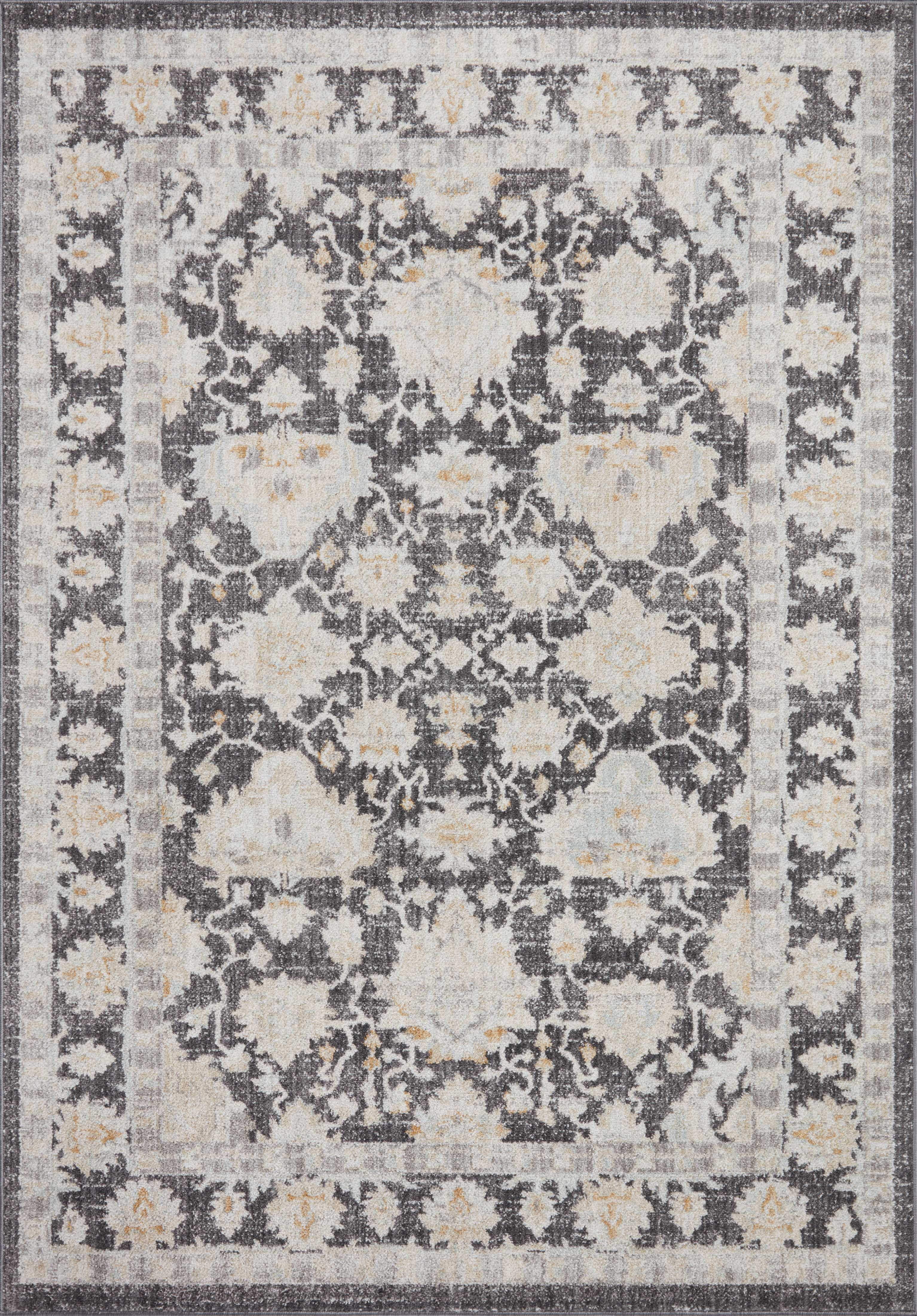 Agalia Machine Washable Oriental Charcoal/Gray Area Rug Lark Manor Rug Size: Rectangle 6'7 x 9