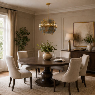 Transitional 6 Light Geometric Tube Chandelier