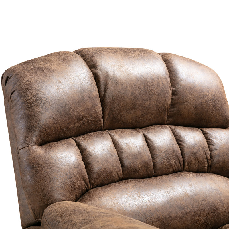 Ensemble de salon surdimensionné en microfibre avec USB et massage chauffant de 41,3 po de largeur, Brun
