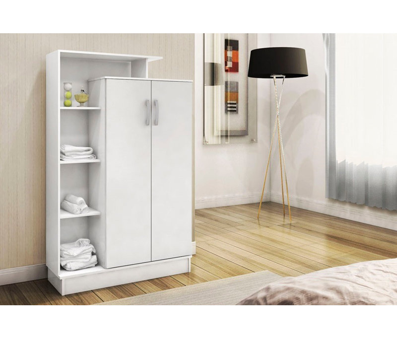Armoire polyvalente, blanche, 35,4 x 55,1 x 11,6 pouces | 100% panneau de particules enduit de mélamine, épaisseur: 0,7 pouce | Nombreuses tablettes, fixation murale, design moderne pour la maison et le bureau
