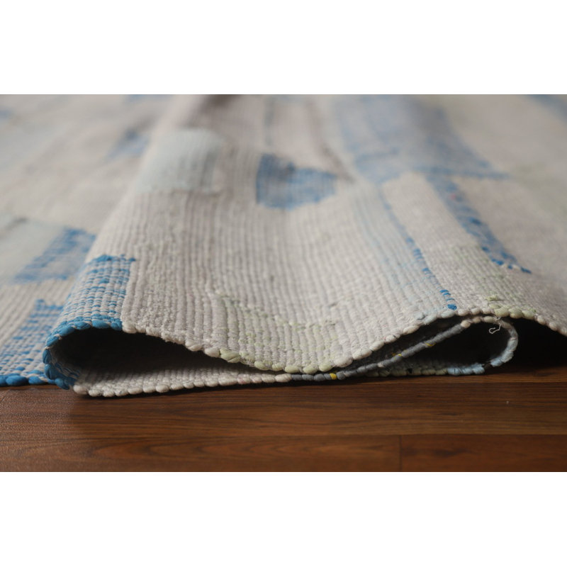 Tapis turc contemporain en laine à motif géométrique Kilim 8 x 11