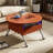27.6" Round Lift-Top Coffee Table with Wheels