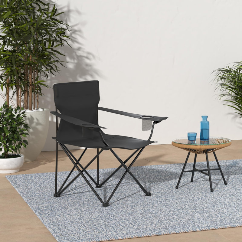 Ensemble de 2 chaises de camping pliables, chaises de camping pliables pour adultes, grande chaise de jardin portative, supporte 275 lb et sacs de rangement inclus (noir)