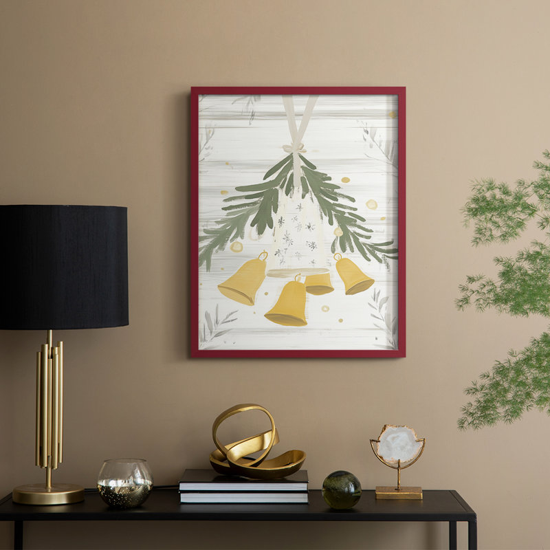 «Christmas Holiday Art» CECXVII, reproduction d'art encadrée - bois massif, Rouge, H 15 po x l 12 po