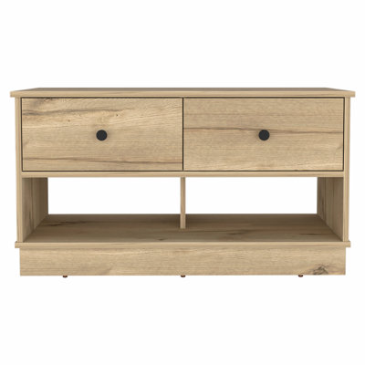 Rectangle 2-Shelf 2-Drawer Storage Bench