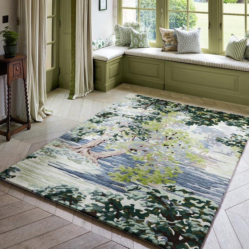 Wool Abstract Area Rug, Rectangle 6'7" x 9'2"