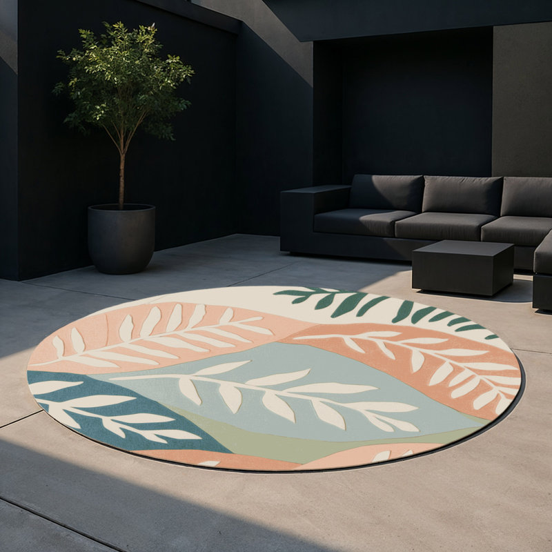 Tapis intérieur et extérieur Wildflower Waltz, Rond 5 pi