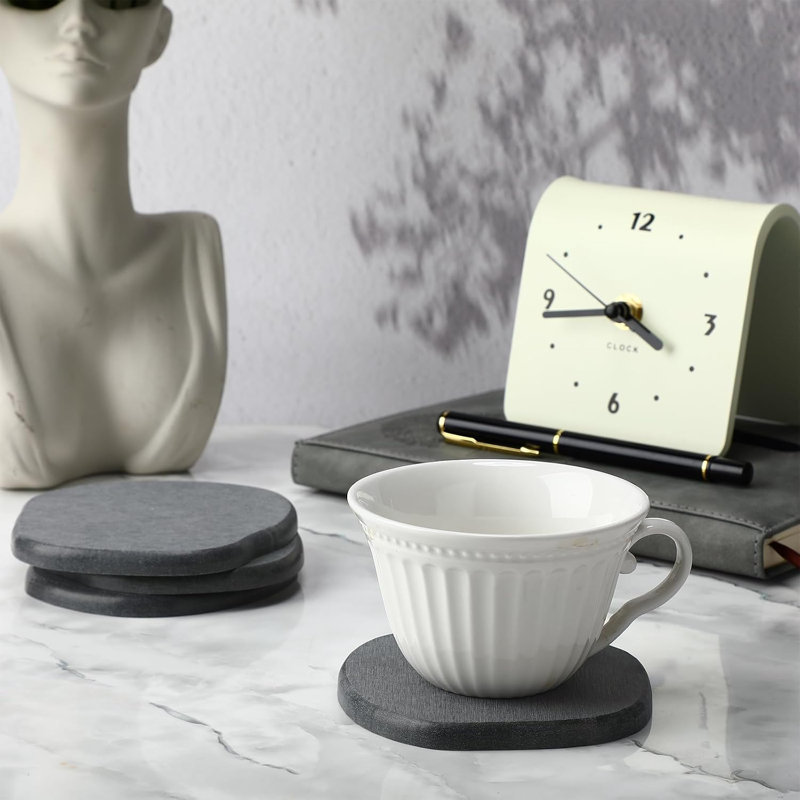 Ensemble de 8 sous-verres gris diatomacées
