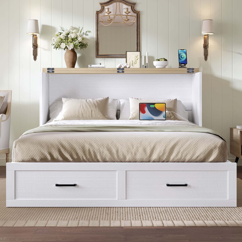 Armoire murale avec station de charge Murphy, Blanc, Grand