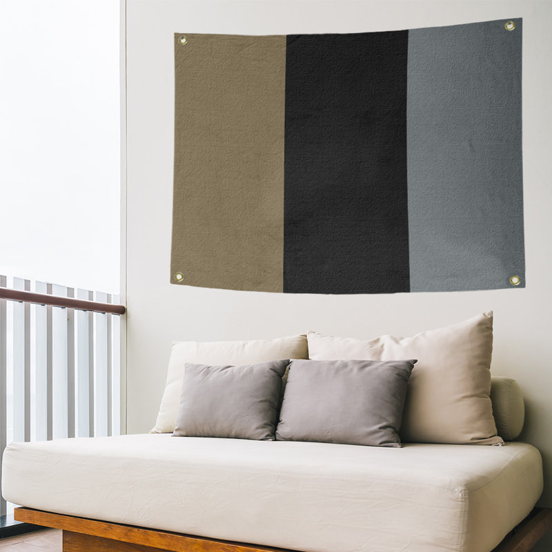 Tapisserie de polyester Anaheim, H 50 po x l 59 po x P 1 po, Doré métallique / noir / argent