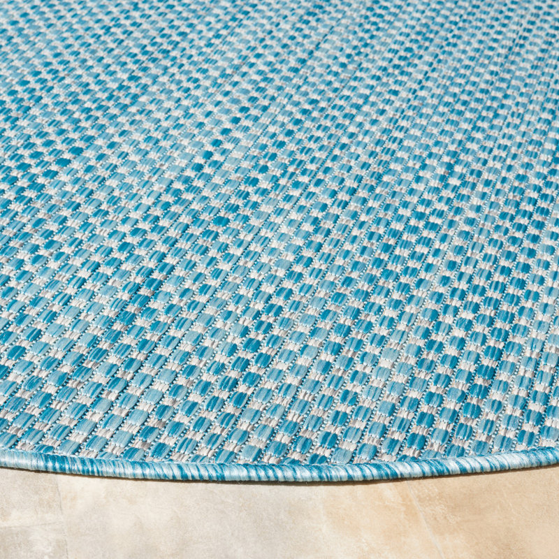 Chanal Performance Solid Color Indoor/Outdoor Area Rug, Round 6'7"