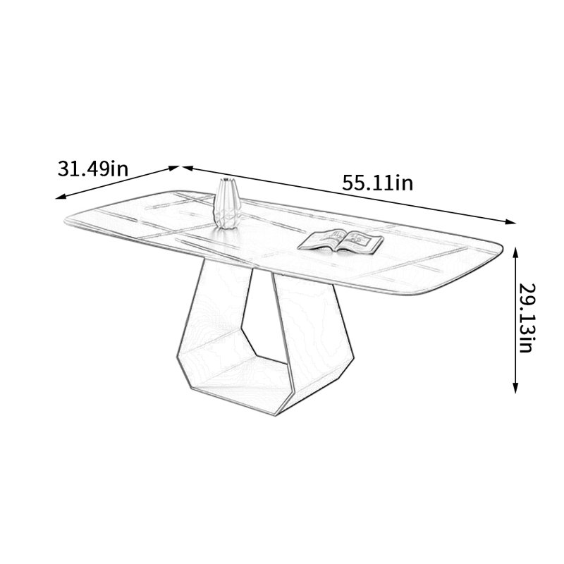 Table de salle à manger Minimalist Rock, H 29,13 po x L 55,11 po x l 31,49 po