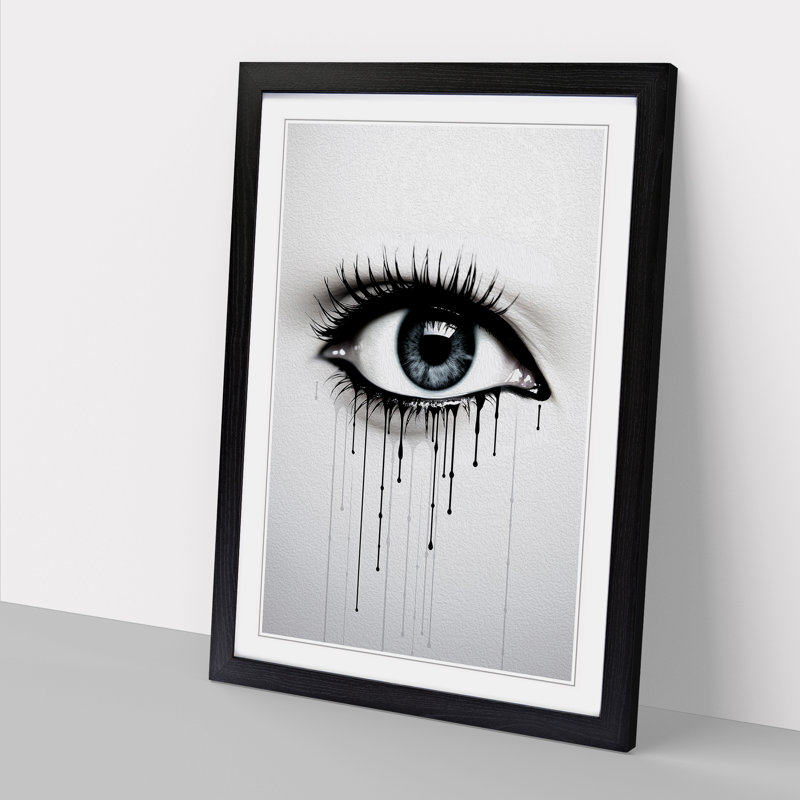Eye Minimalism - Single Picture Frame Print on Wood, 46cm H x 34cm W x 2cm D, Black