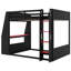 Lit superposé double en bois pleine grandeur avec bureau, tablettes, port de charge USB et lumière DEL, lit mezzanine avec rangement, pas de sommier-270462541